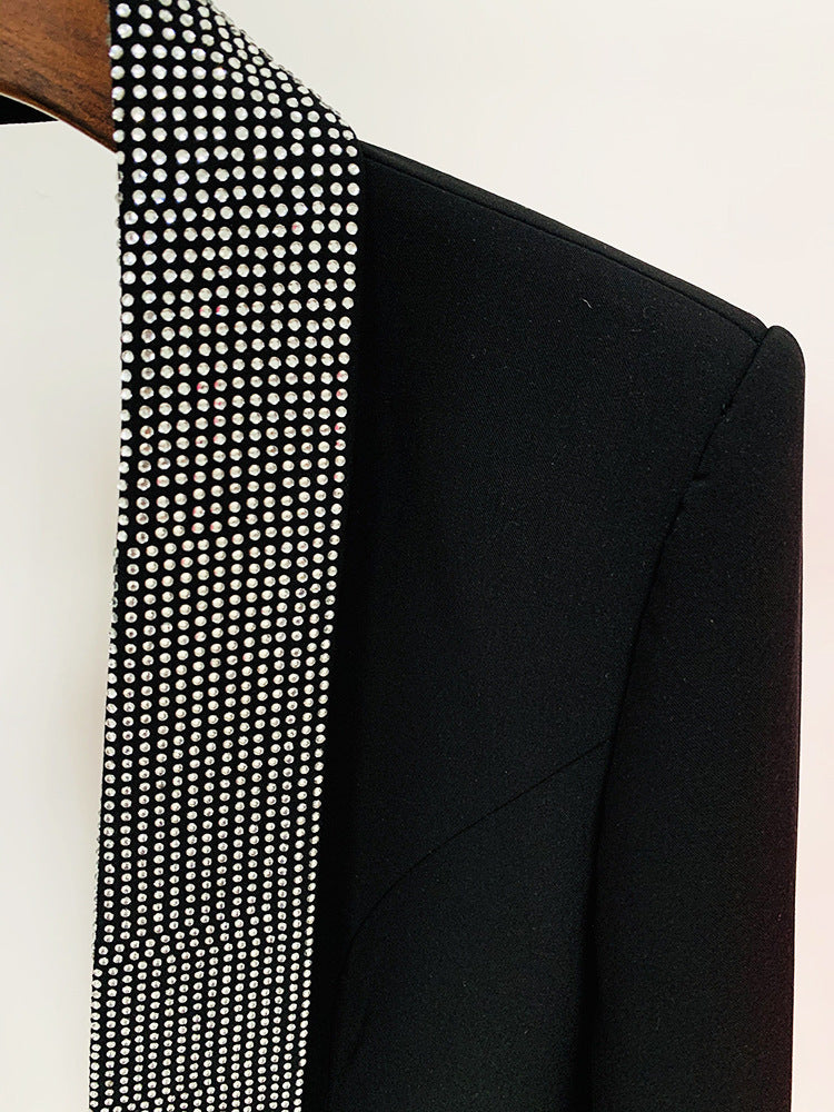 Fashion Low Back Beaded V-Neck Blazer Dress 7