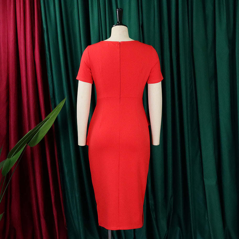 Women's Chic Tonle Fashion Slash Shoulder Dress 28