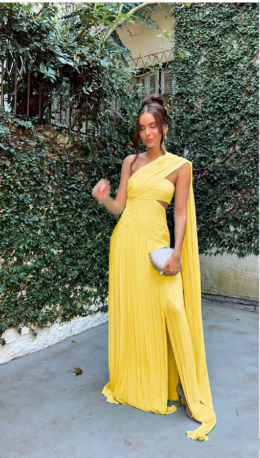 Women Strapless Pleated Ribbon Slit Dress 17