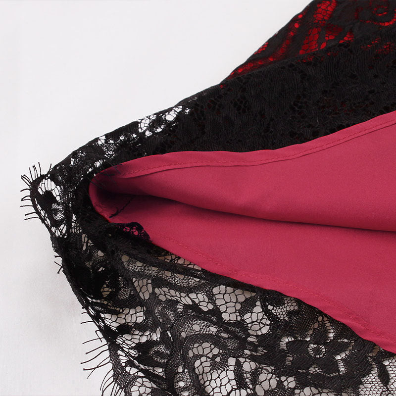 Women's Purple Strap Lace-Up Gothic Lace A-Line Dress 22