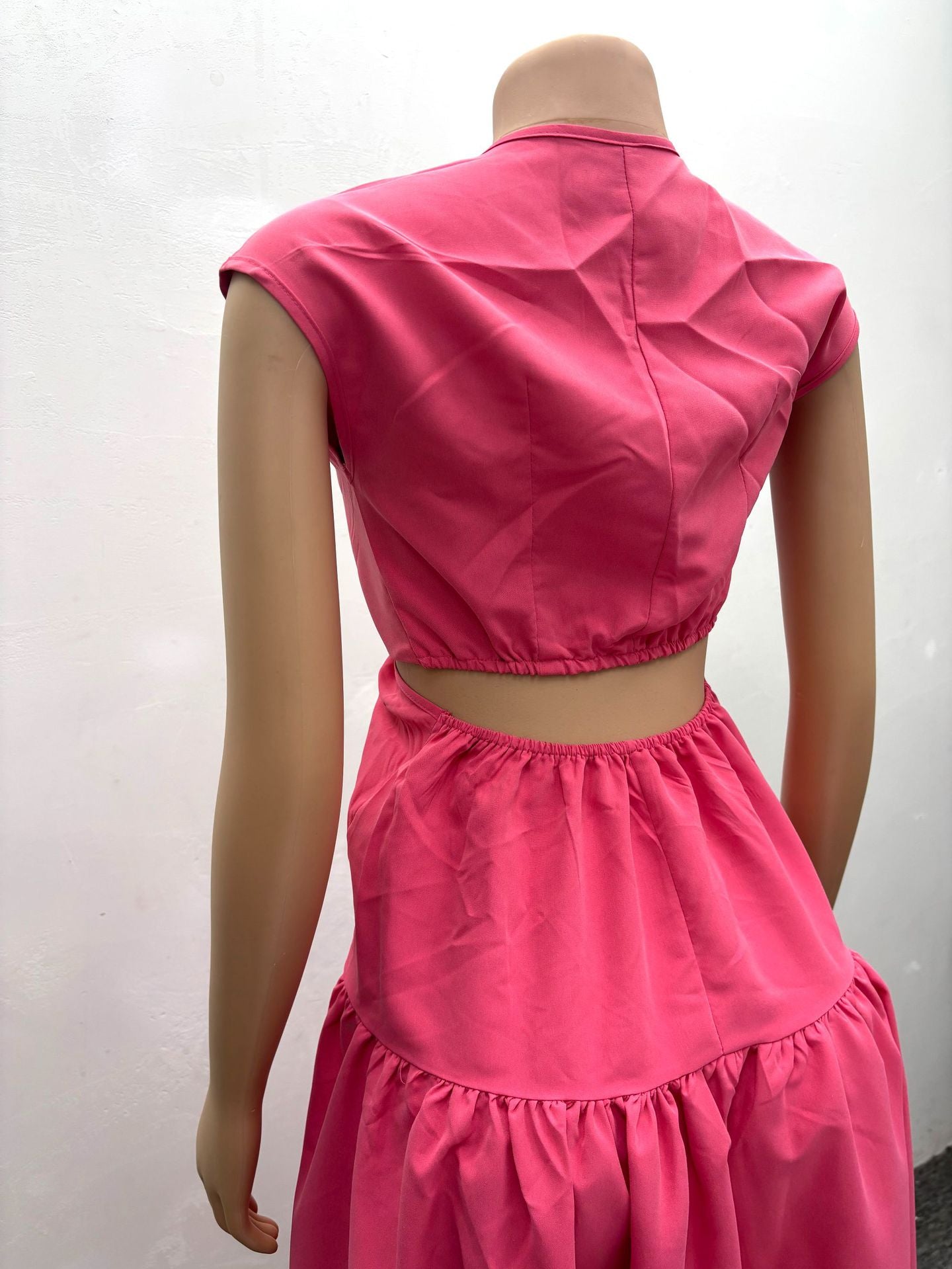 Women's Summer Open Waist Solid Color Long Dress 10