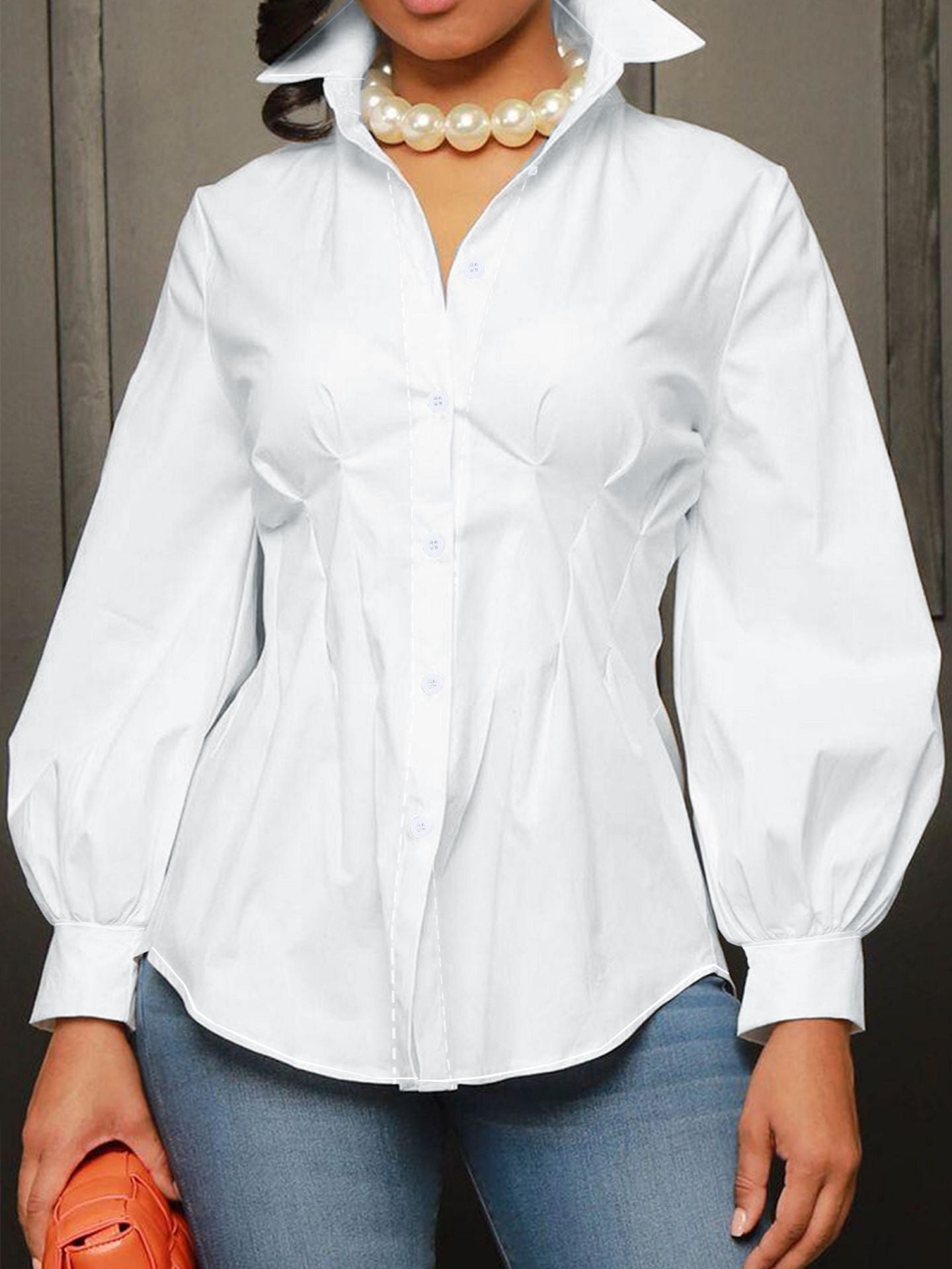 Sexy Slim Solid Color Button Shirt Top 4