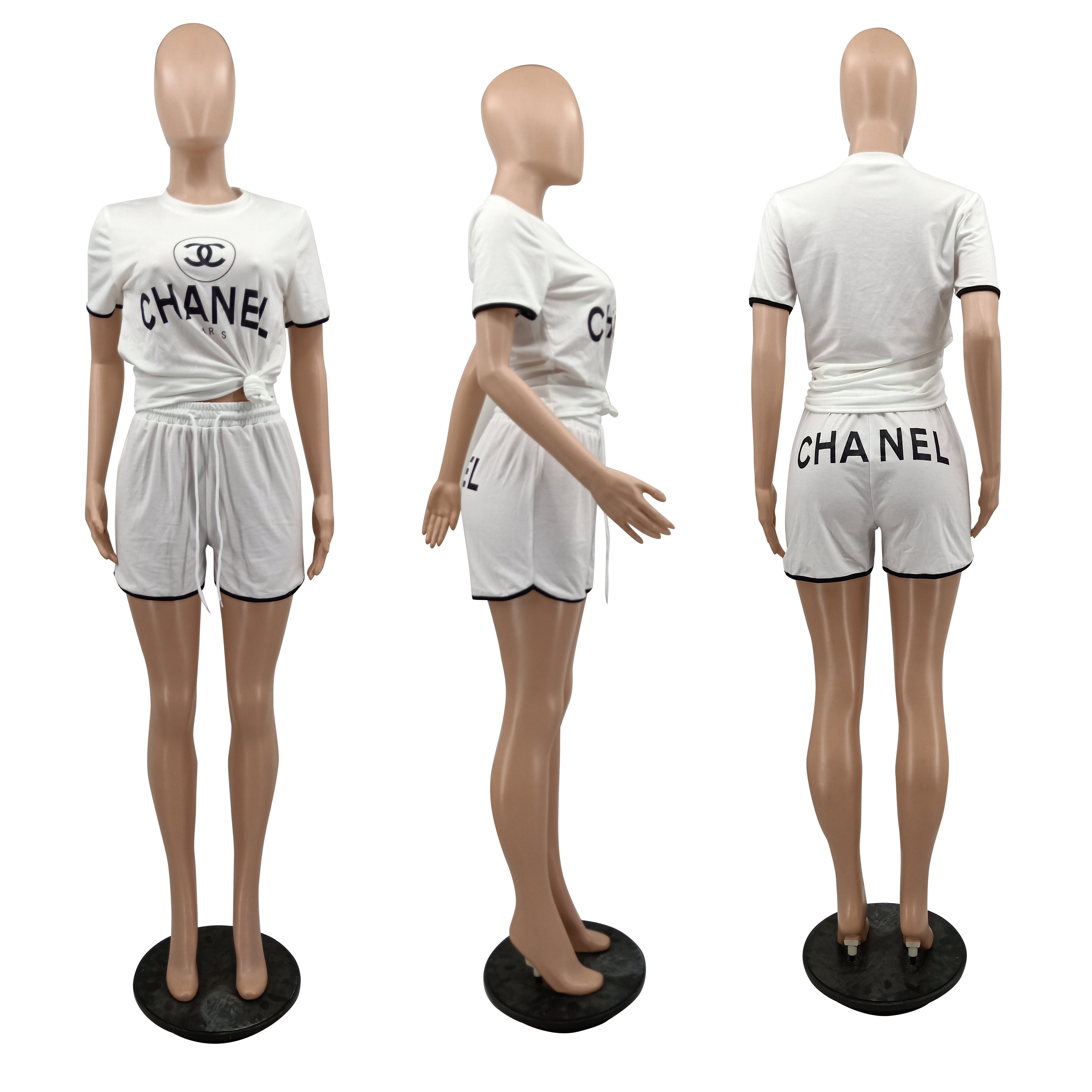 Women's Summer Elegant Chic Casual Fashion High-Quality Cotton Two-Piece Shorts Set 15