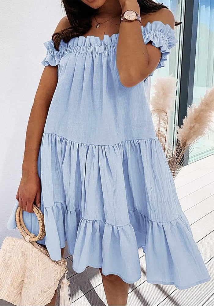 Women Pleated Off Shoulder Dress