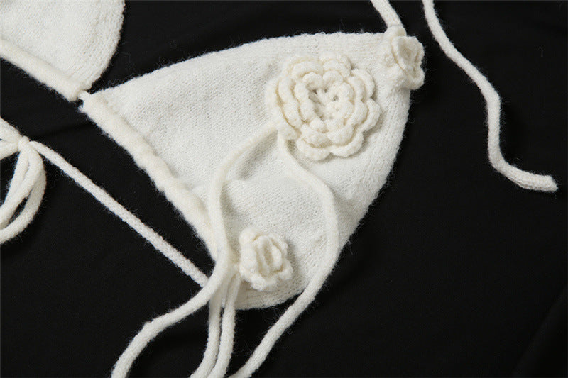 Women summer Chic sexy knitting sleeveless Halter Neck Crop Top and Bodycon Skirt two-piece set 11