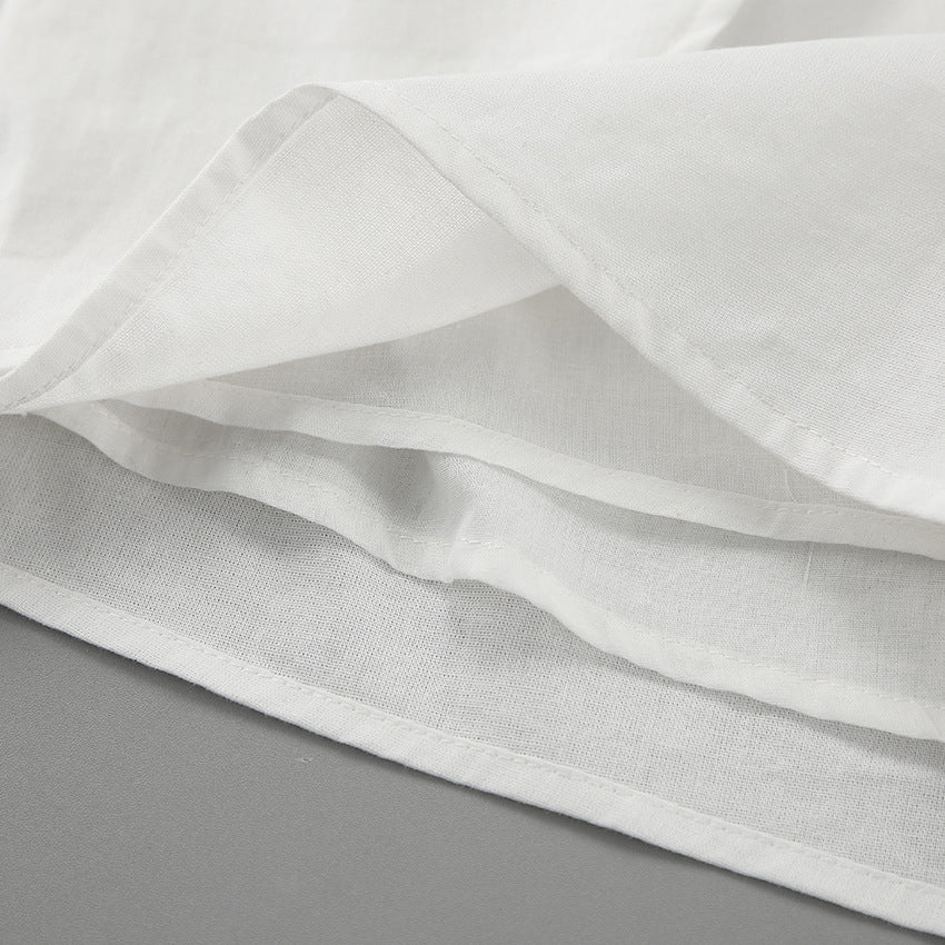 Women Spring and Summer Casual white sleeveless round neck vest lace-up shorts Two Piece Set 19