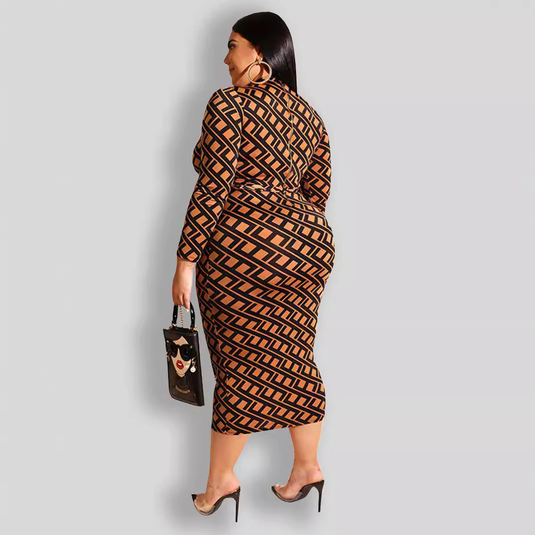 Printed Tight Fitting Women's Bodycon Plus Size Dress 4