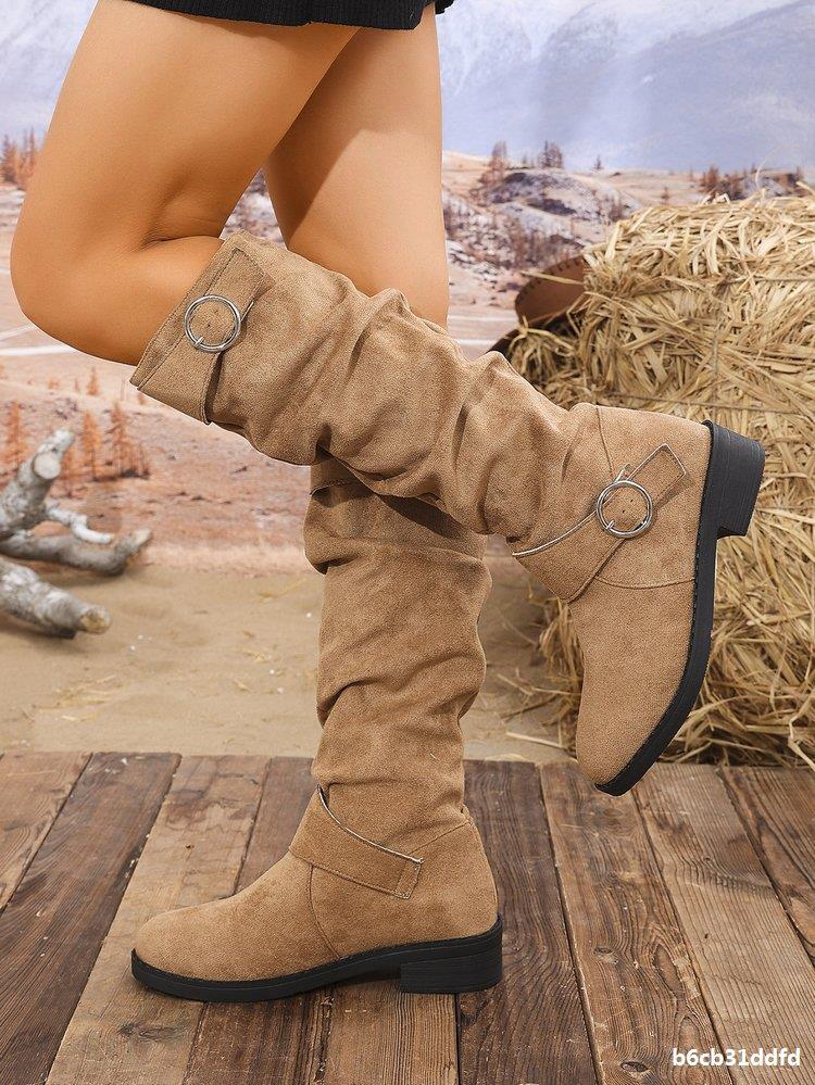 Plus-Size Women Block-Heeled Slimming Boots 3