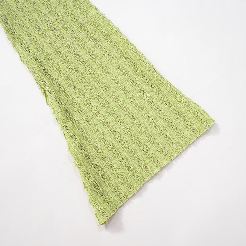 Women's Summer Solid Color Low Back Long Sleeve Slim High Waist Knitting Short Dress 15