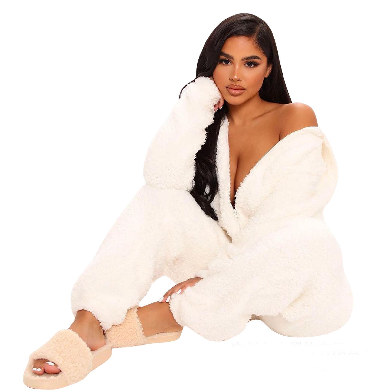 Women Long Sleeve Hooded Casual Jumpsuit 17