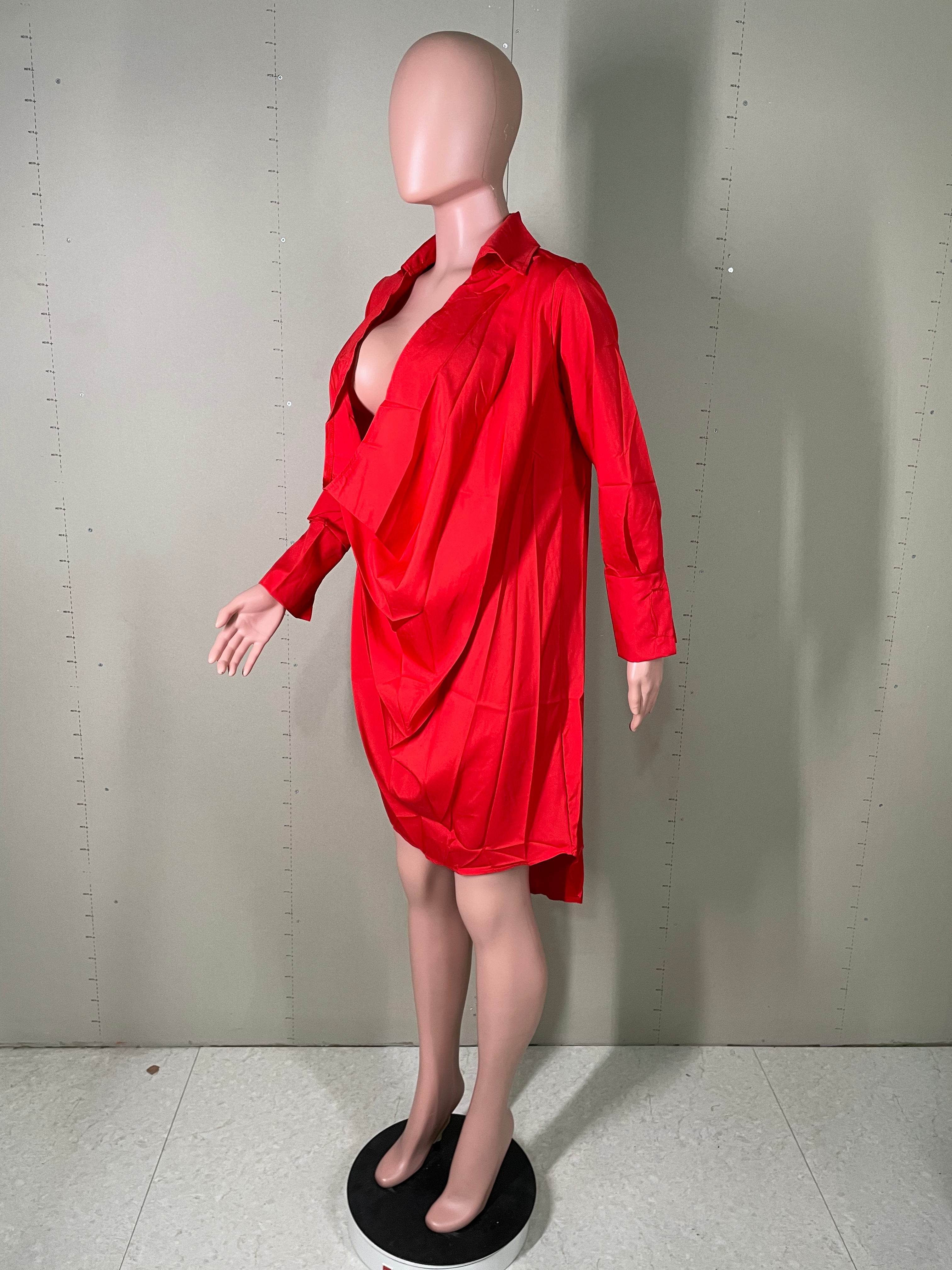 Women's nightclub low cut deep v sexy solid color dress 22