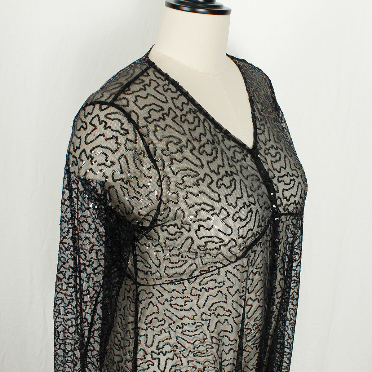 Summer Fashion Plus Size Women's See-Through Sexy Mesh Sequin Maxi Dress 9