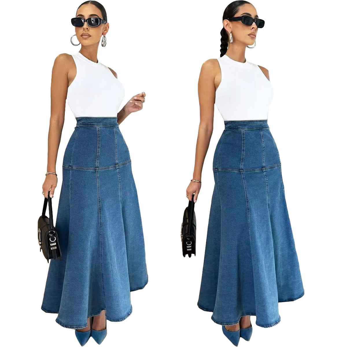 Women Denim Long Skirt 7