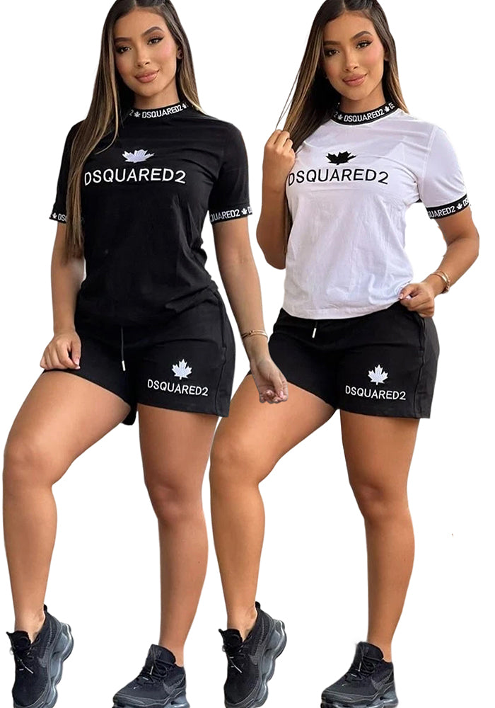 Women Casual Embroidered Short Sleeve Top and shorts two-piece set