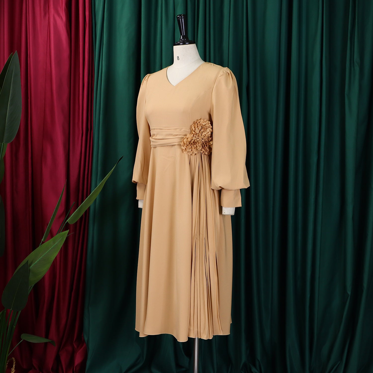 Plus Size Spring Elegant Solid Dress for Women 18