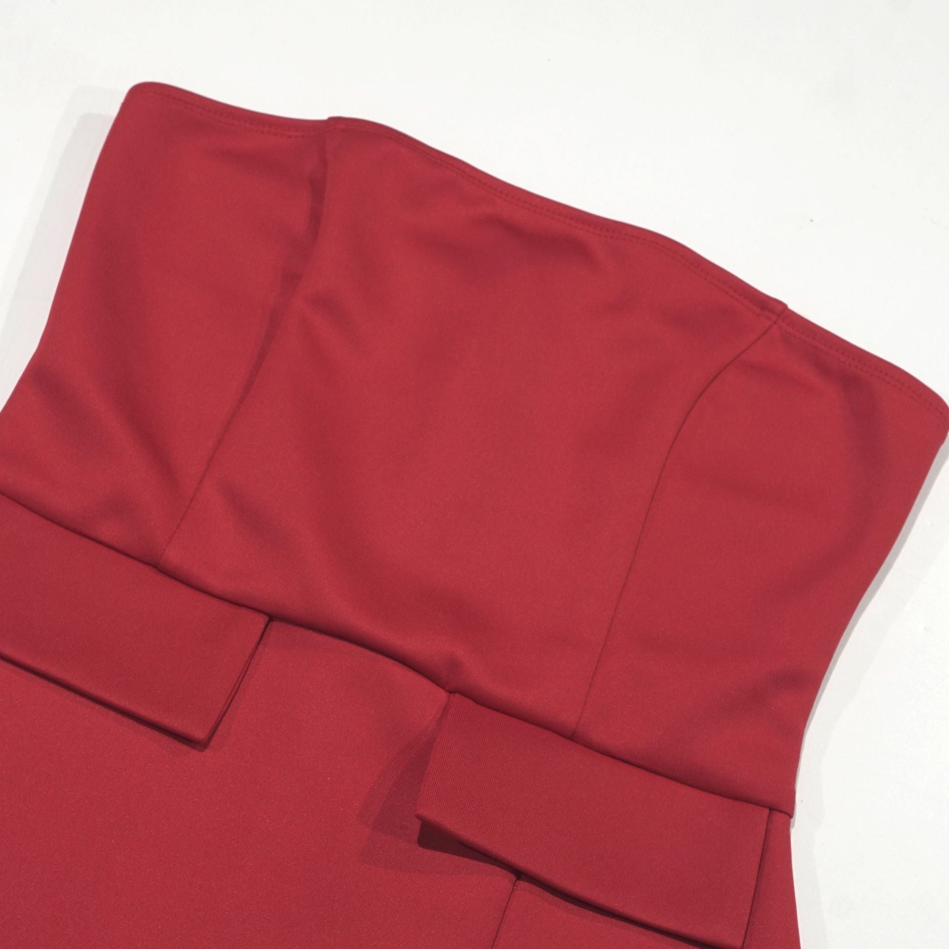 Solid Color pocket sleeveless sexy strapless slim fit high waist A-line Dress 10