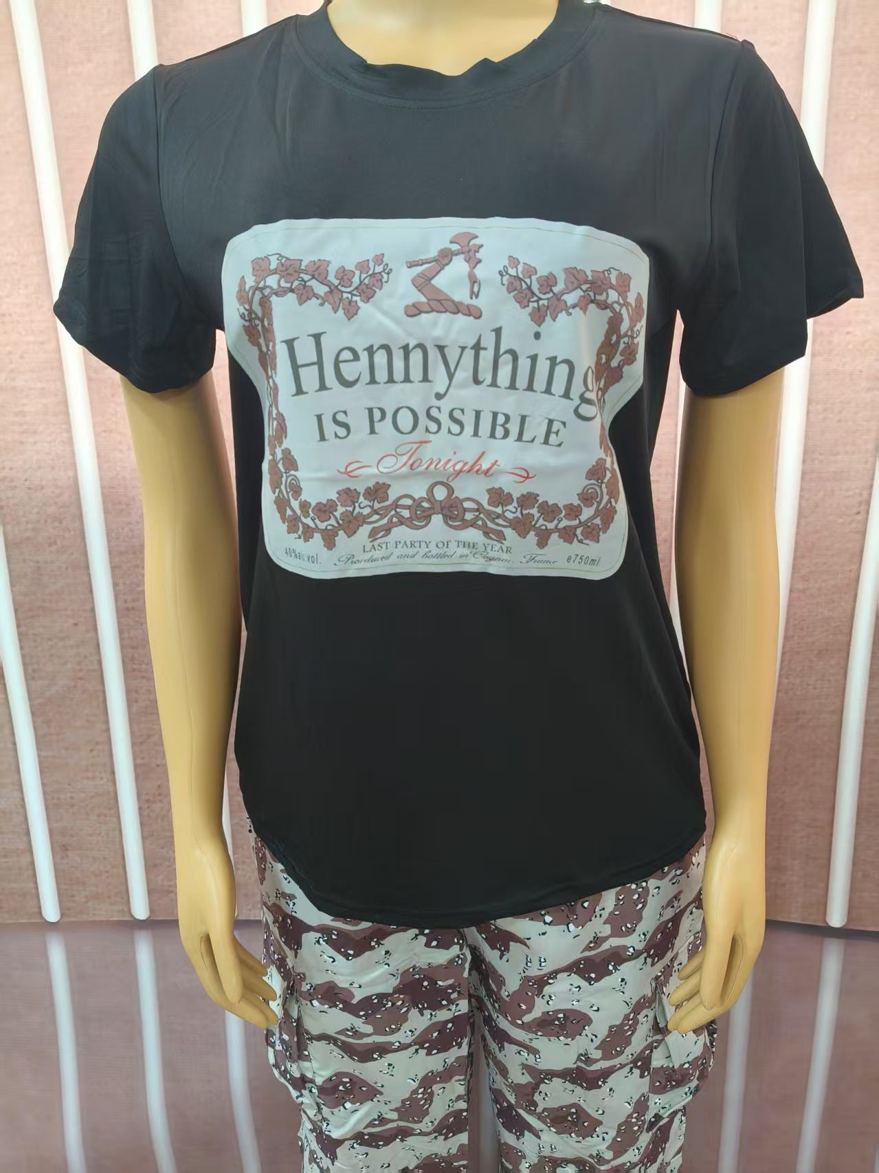 Women Plus Size Round Neck short-sleeved T-shirt camouflage trousers Casual sports Two Piece Set 11