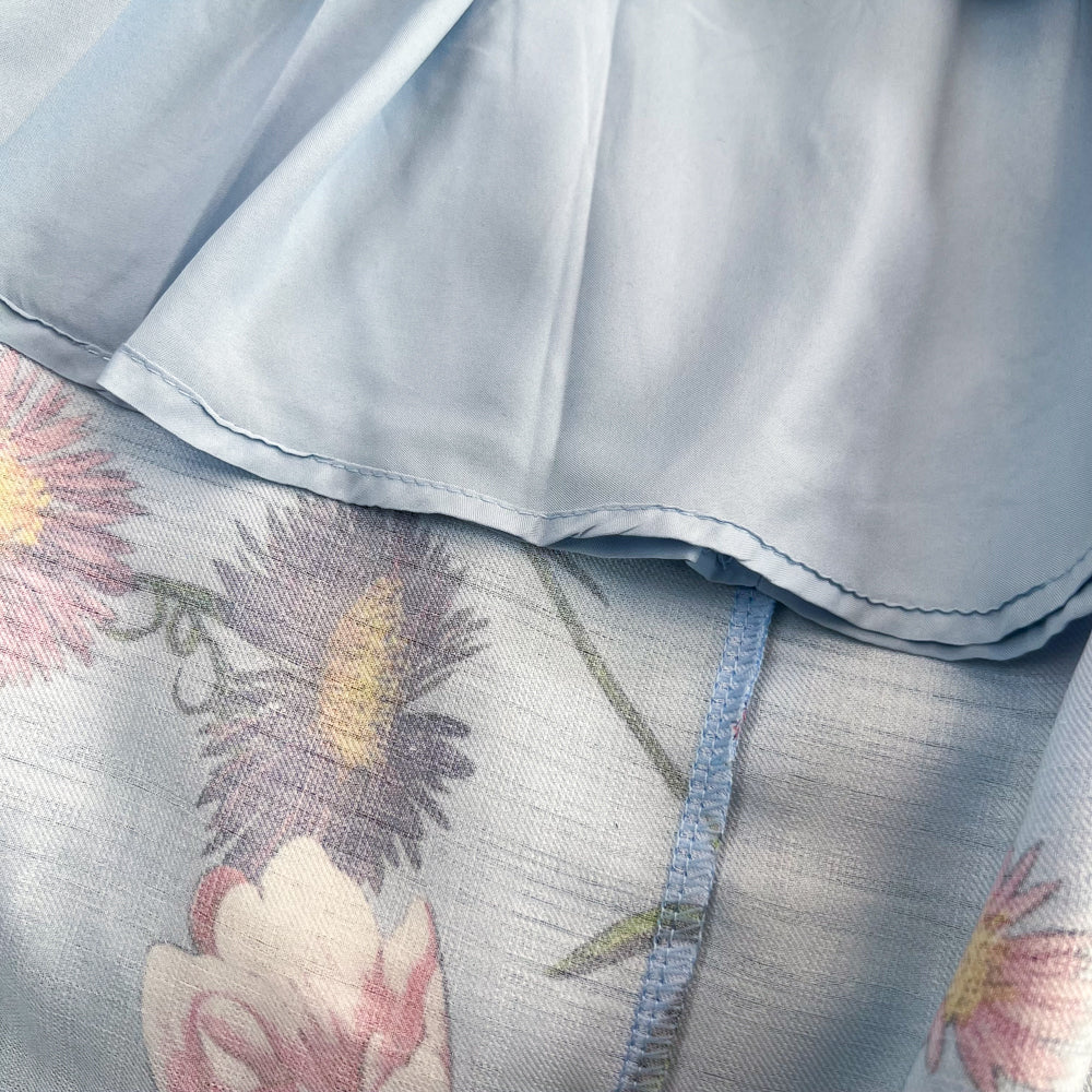 Retro Straps Fashionable Printed Slim Waist A-Line Dress Beach Holidays Long Dress 19