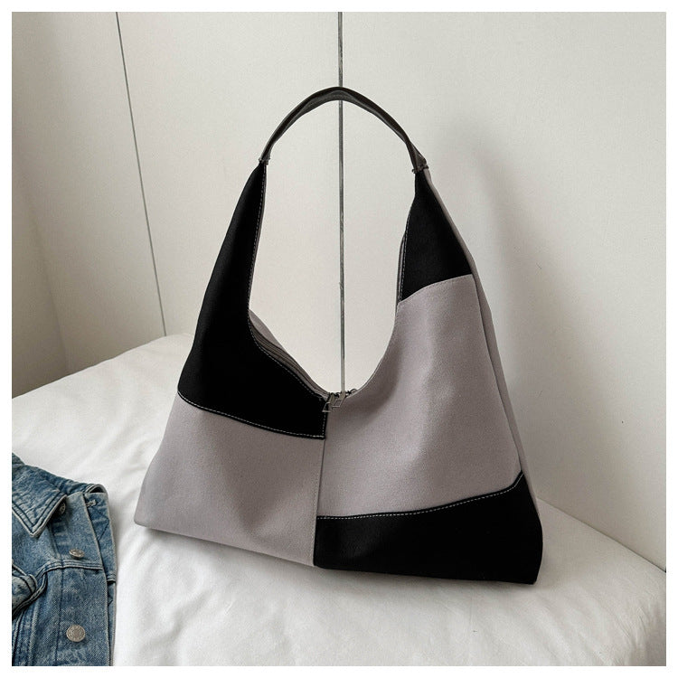Casual Women's Canvas Bag Fashionable Handbag Crossbody Bag Trendy Patchwork Contrasting Shoulder Bag 10