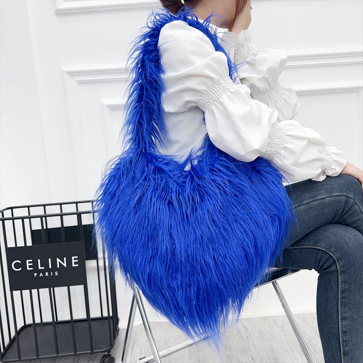 Style Trendy Heart Bag Women's Fur Bag Heart-Shaped Cute Crossbody Bag Shoulder Bag 8
