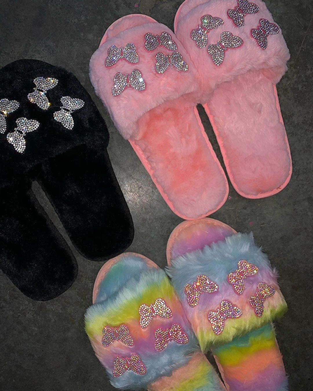Women flat warm fur slides 13