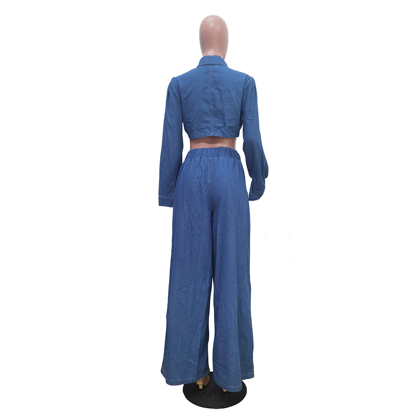 Women Casual Top and wide-leg pants Denim two-piece set 6