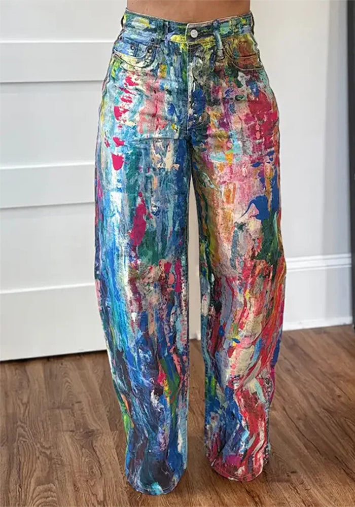 Women's Fashion Casual Straight Leg Painted Pants