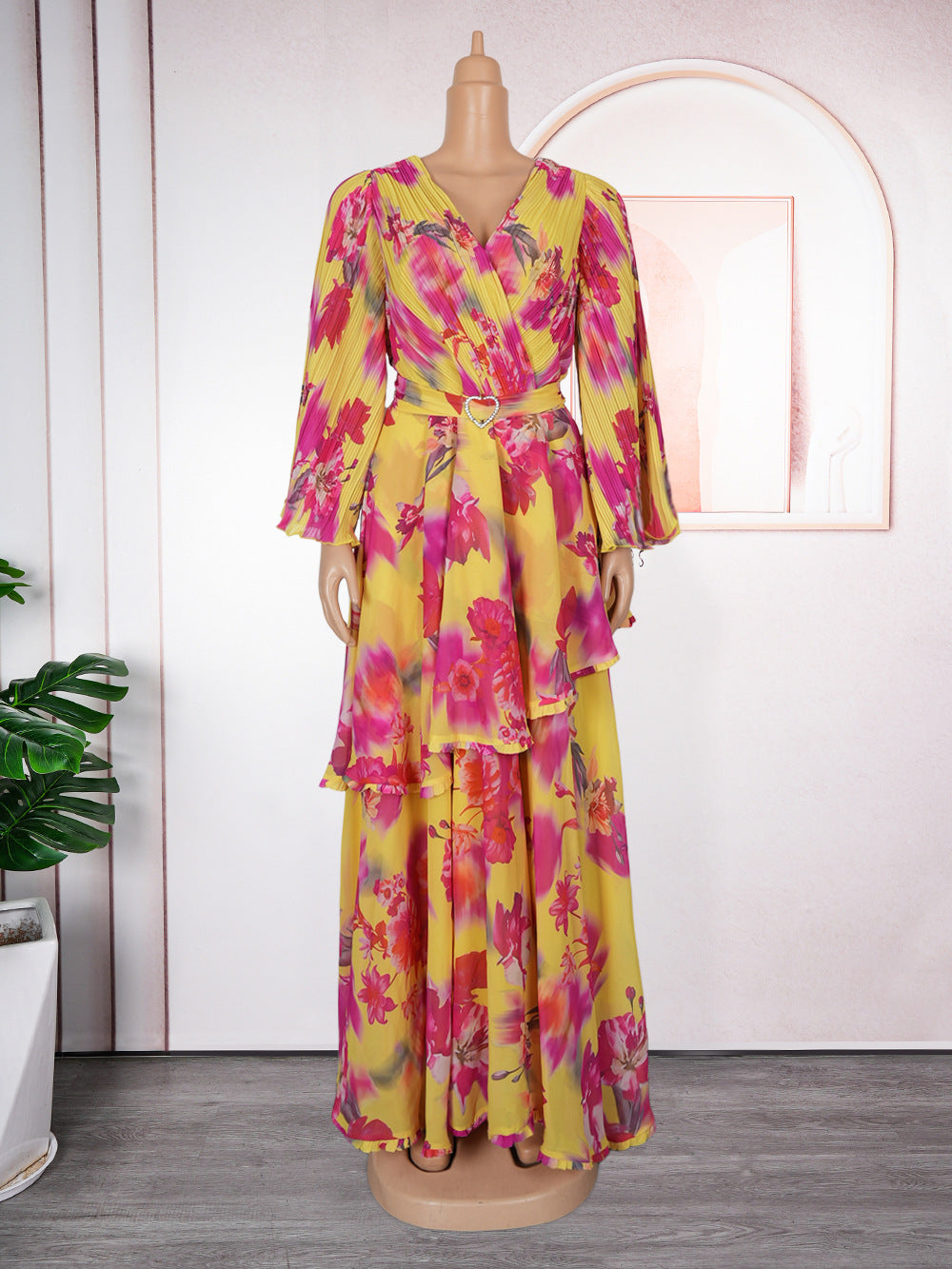 Plus Size  African Women's Floral Print Long Dress 7