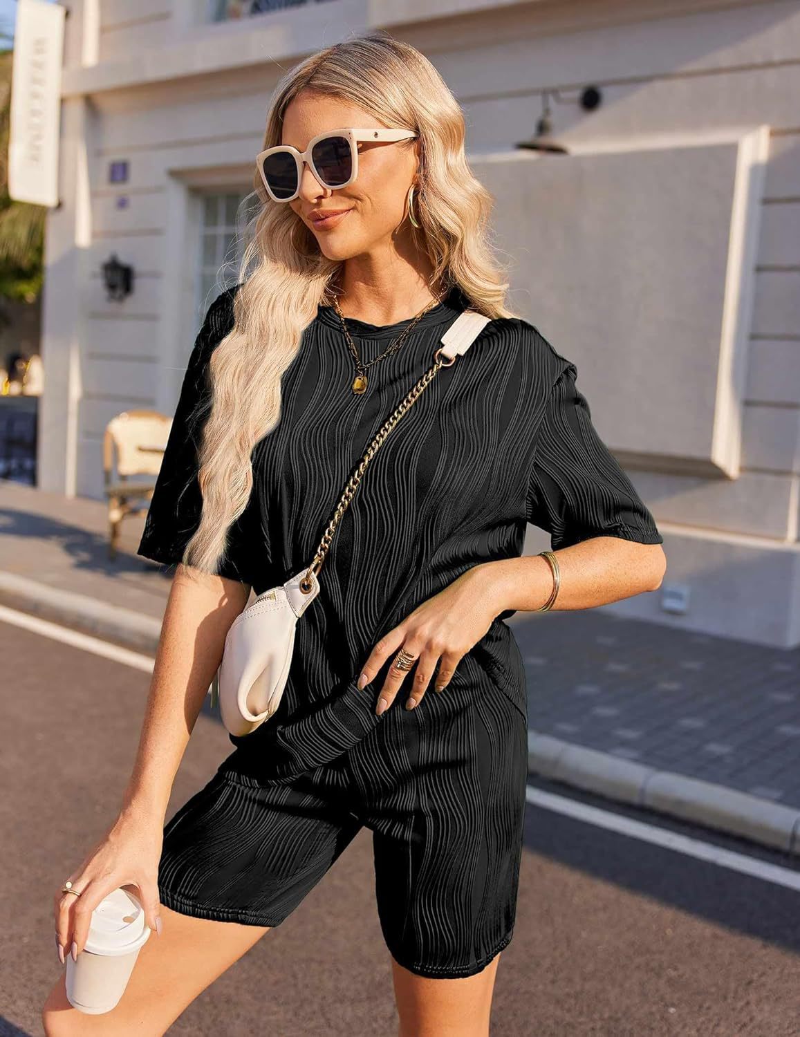 Spring Summer Casual Short Sleeve Pajamas Fashion Two Piece Shorts Set 36