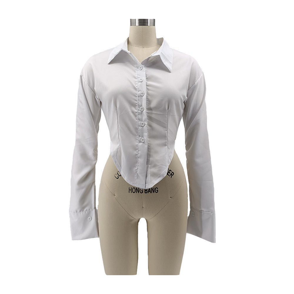 Sexy Solid Color Slim Fit Long Sleeve Shirt 10