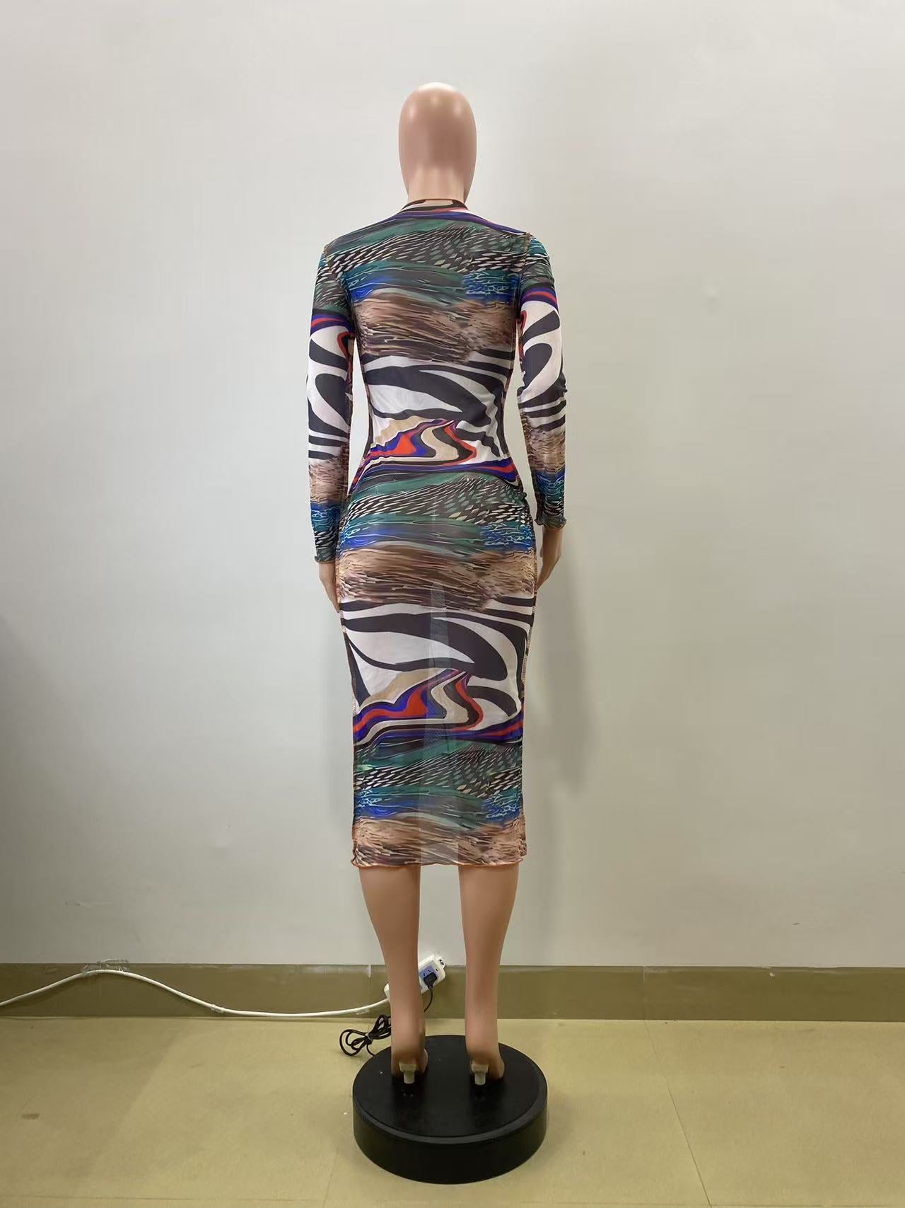 Spring fashion sexy print slim bodycon dress 7