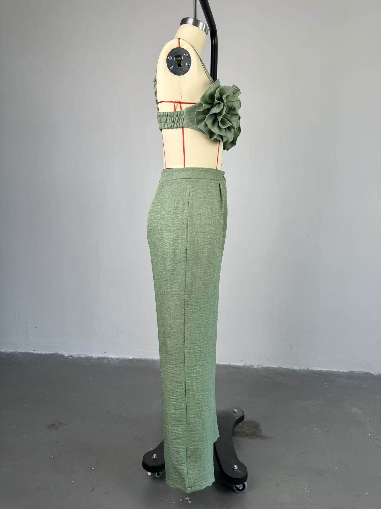 Women Fall Strapless Top and Pant Two Piece Set 12