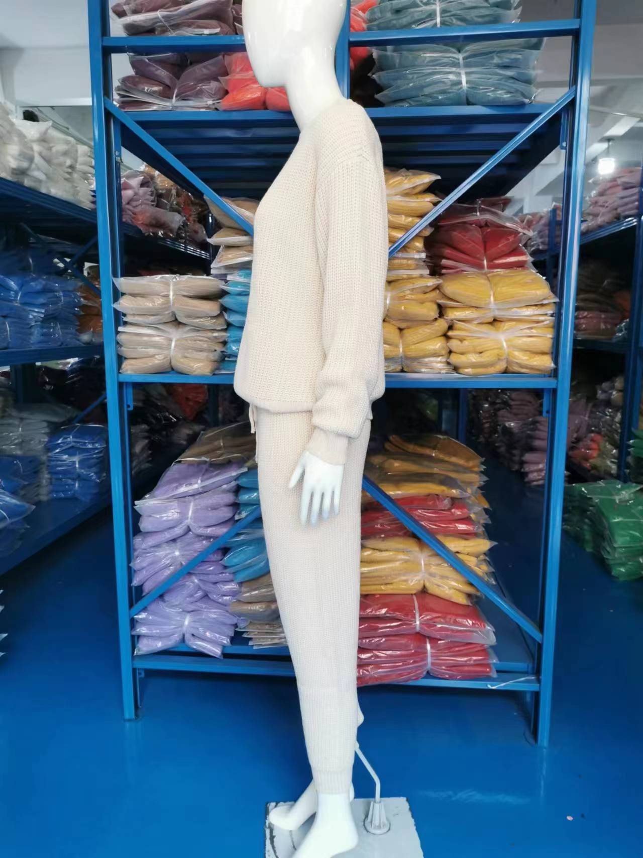 Fashion Casual Knitting Two Piece Pants Set Solid Long Sleeve Loose Sweater Trouser Suits Women's Clothing 36