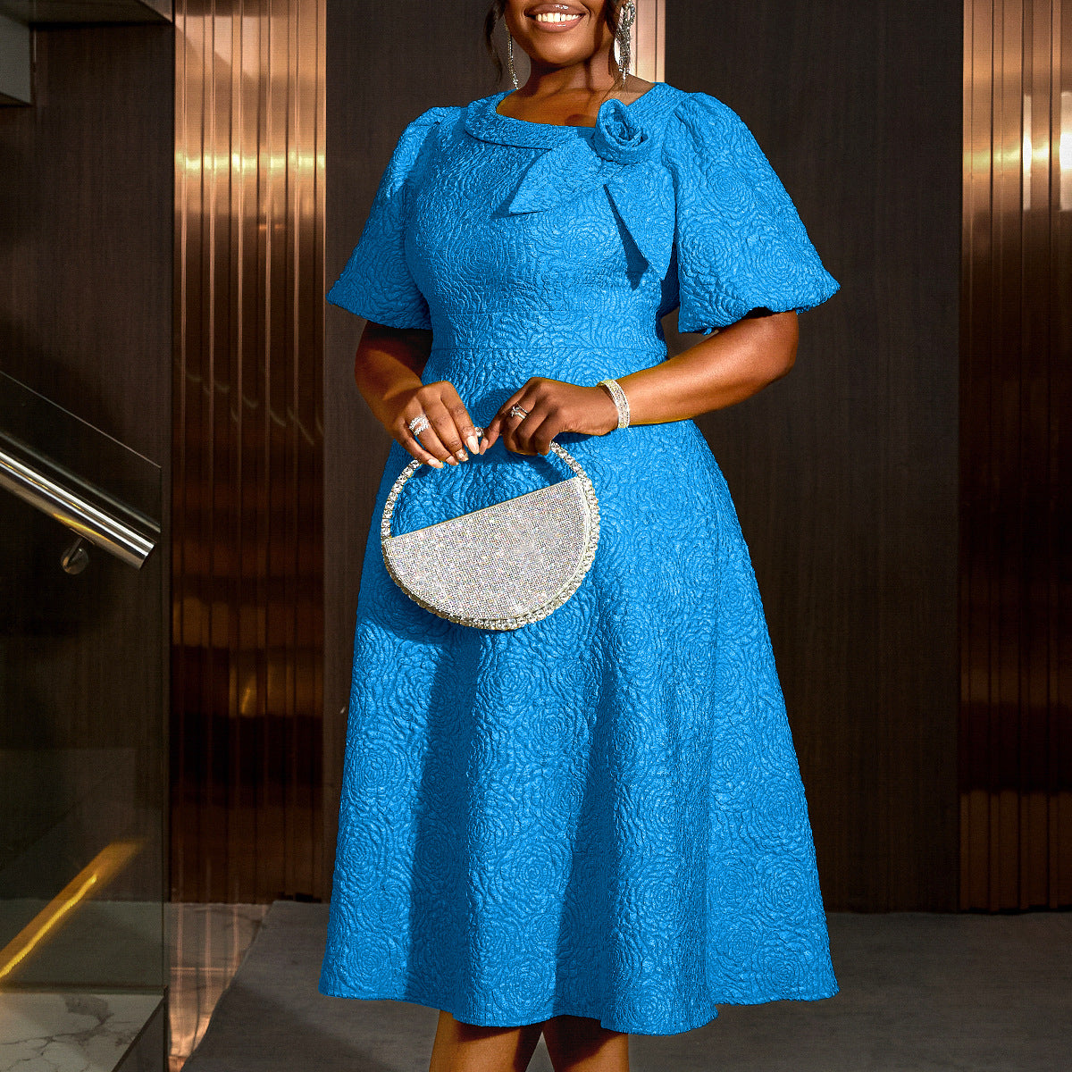 Jacquard Plus Size Fashion Formal Party A-Line Dress 9