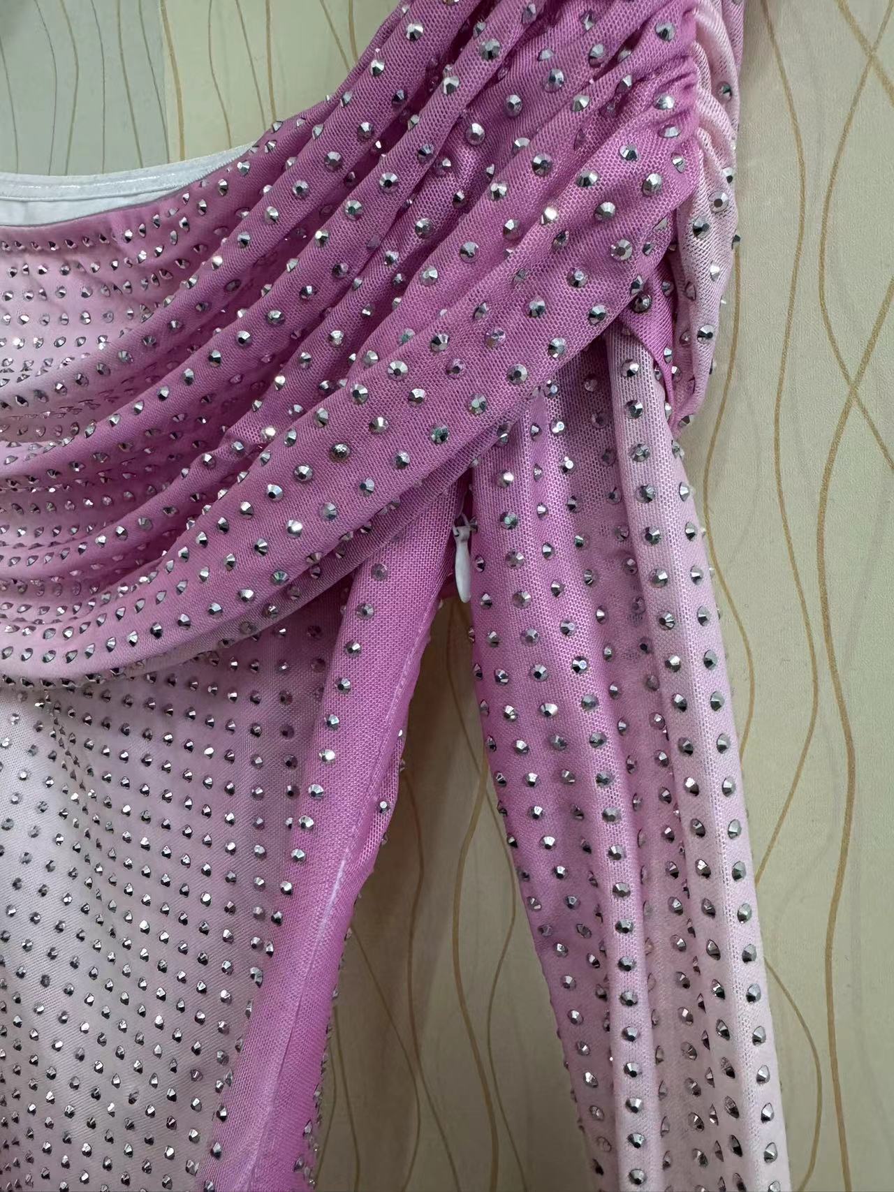 Women's Sexy Mesh Off Shoulder Beaded Long Sleeve Bodycon Slim Dress 10