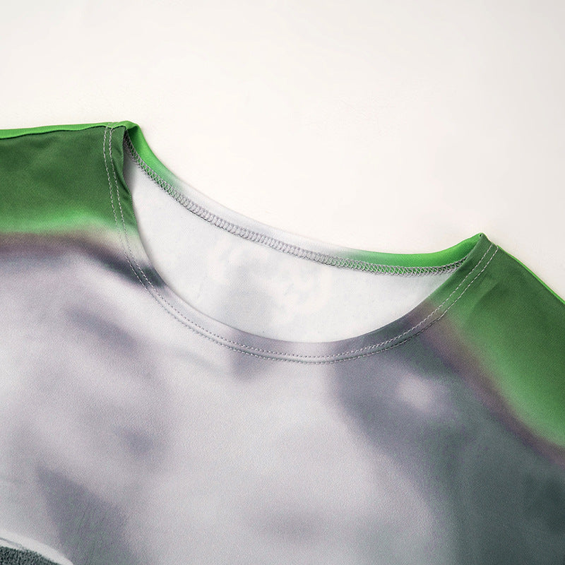 Women's Spring Round Neck Long Sleeve Print Solid Color Long Dress 10