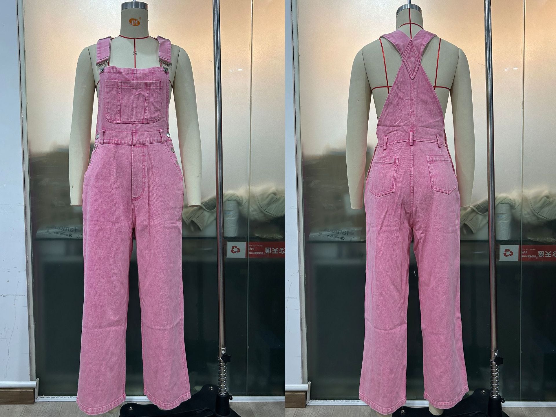 Women Retro Sleeveless Denim Overalls Loose Straight Denim Jumpsuit 12