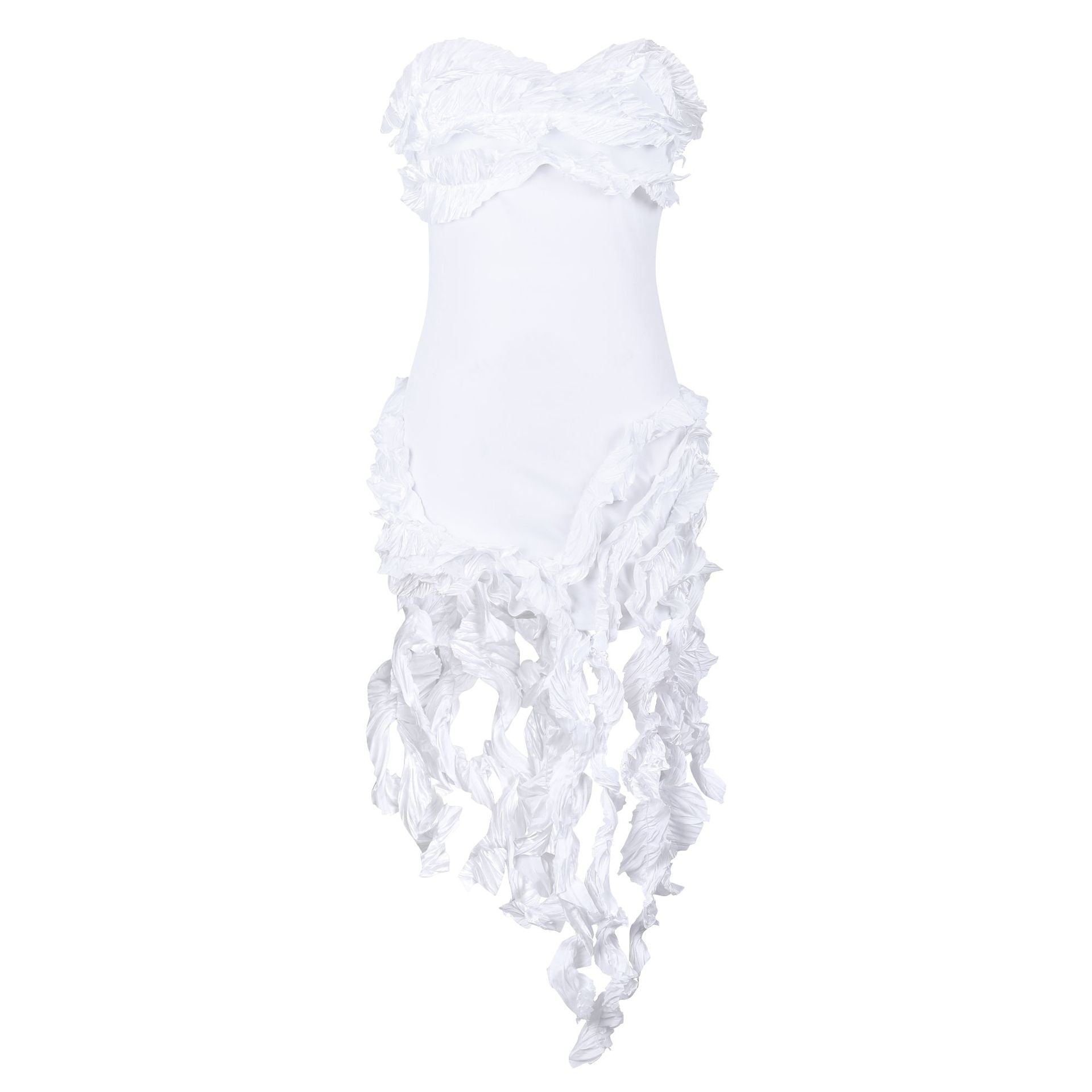 Women's Summer Sexy Strapless Ruffle Tassel Dress 22