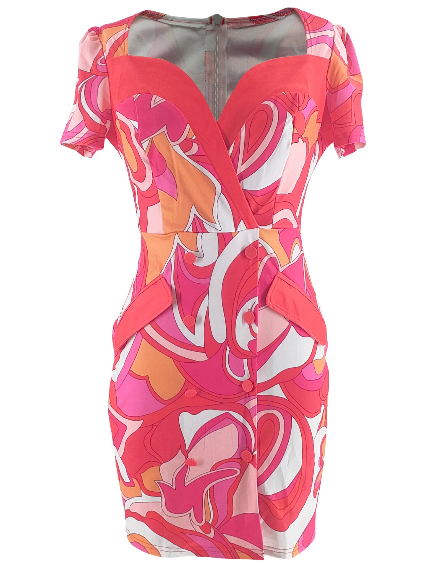 Summer women's Chic elegant fashion print Bodycon dress 7