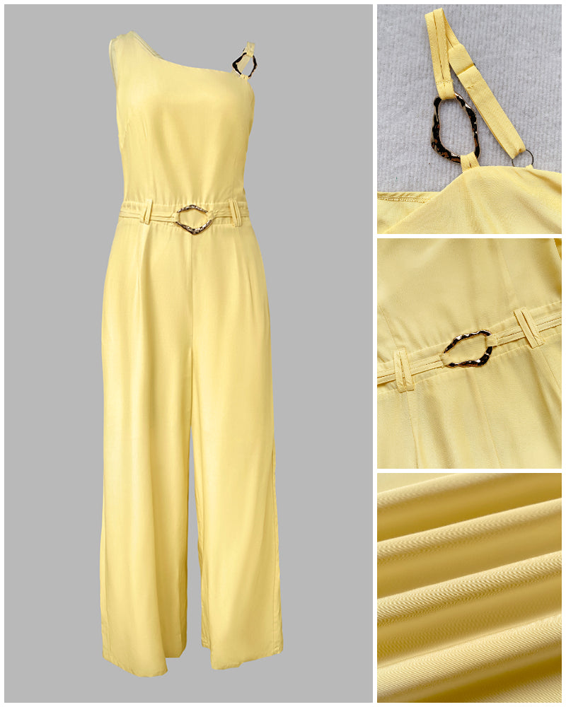Metallic Buckle Sleeveless Wide-Leg Jumpsuit 4