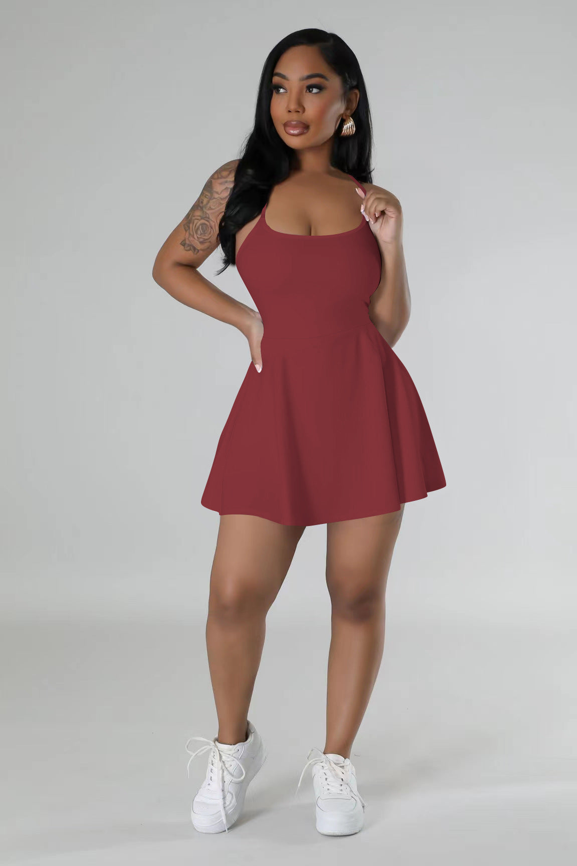 Women 's Spring Summer Fashionable And Sexy Chic Slim Waist Strap Solid Color Dress 21