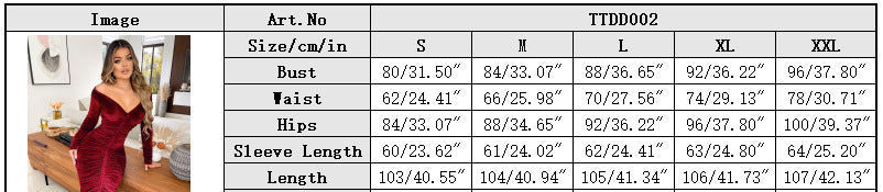 Women Sexy V-Neck Off Shoulder Velvet Pleated Midi Dress 6