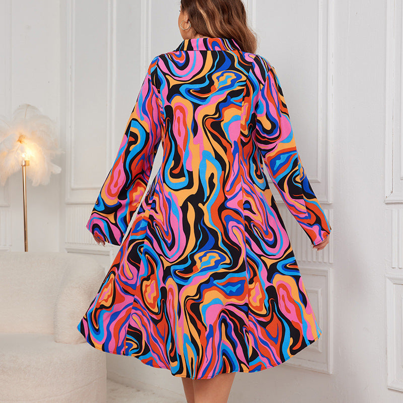 Women polo collar printed dress 4