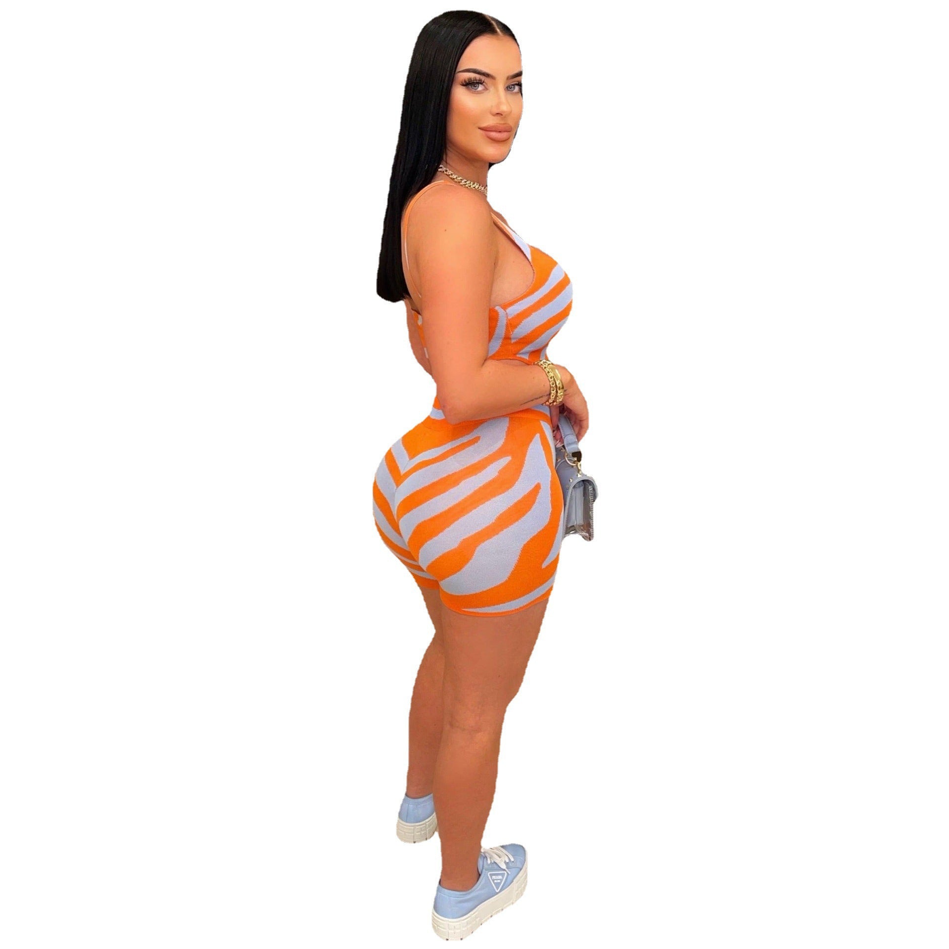 Sexy Women's Camisole Zebra Print Positioning Print 2-Piece Set 8