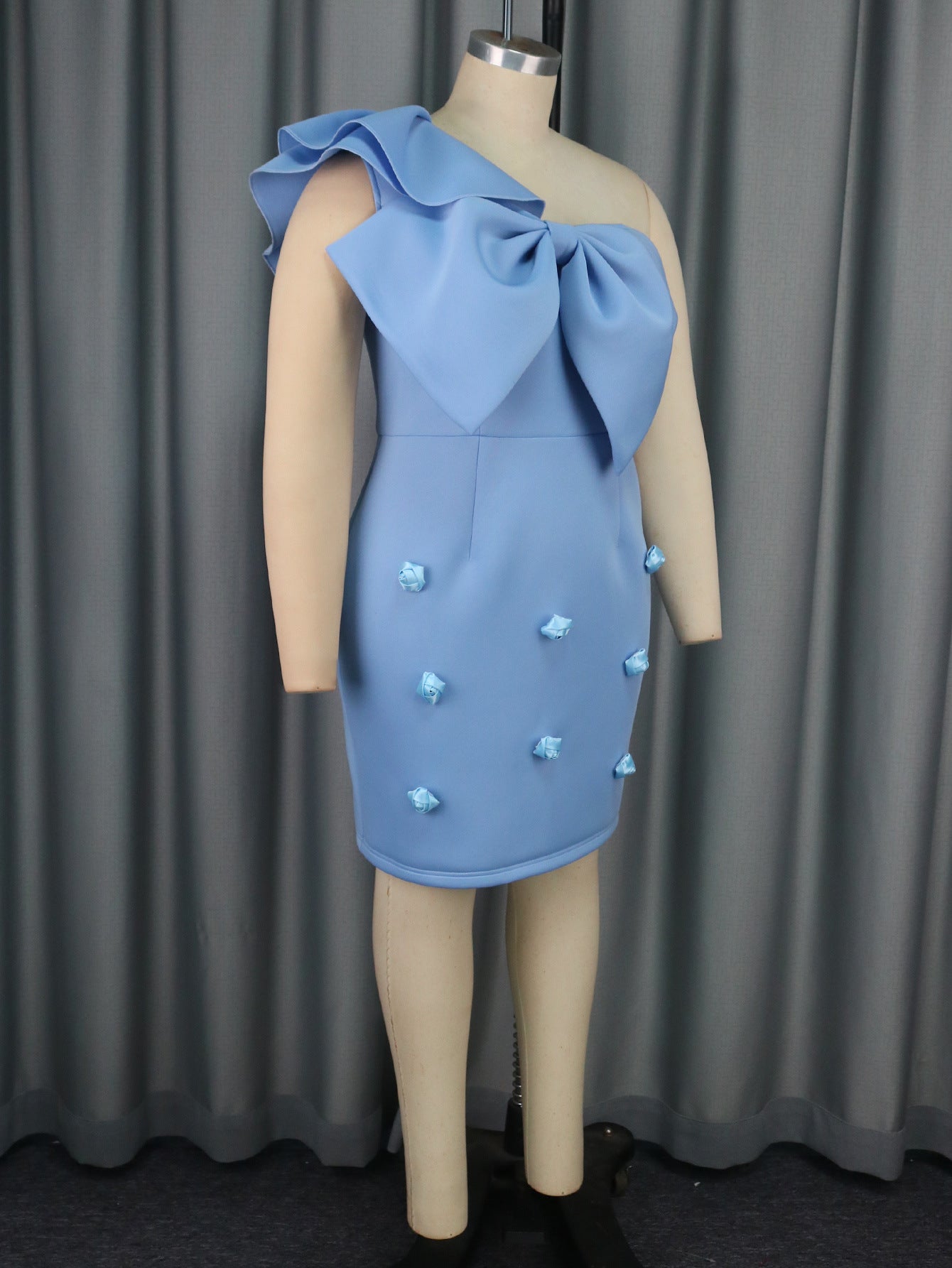 Sexy Slash Shoulder Bow Bodycon High Waist Formal Party Dress 5