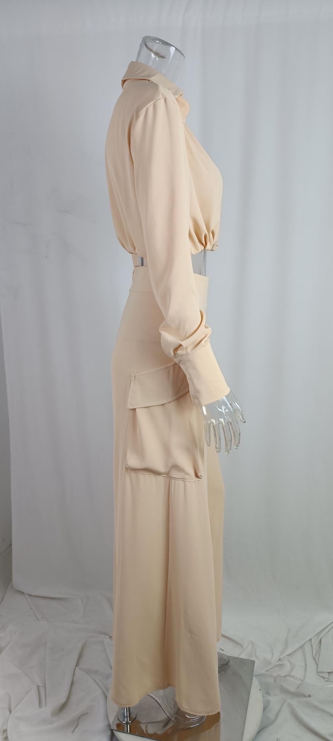 Fall Winter Women's Solid Chic Career Loose Pocket Fashion Casual Suit 28