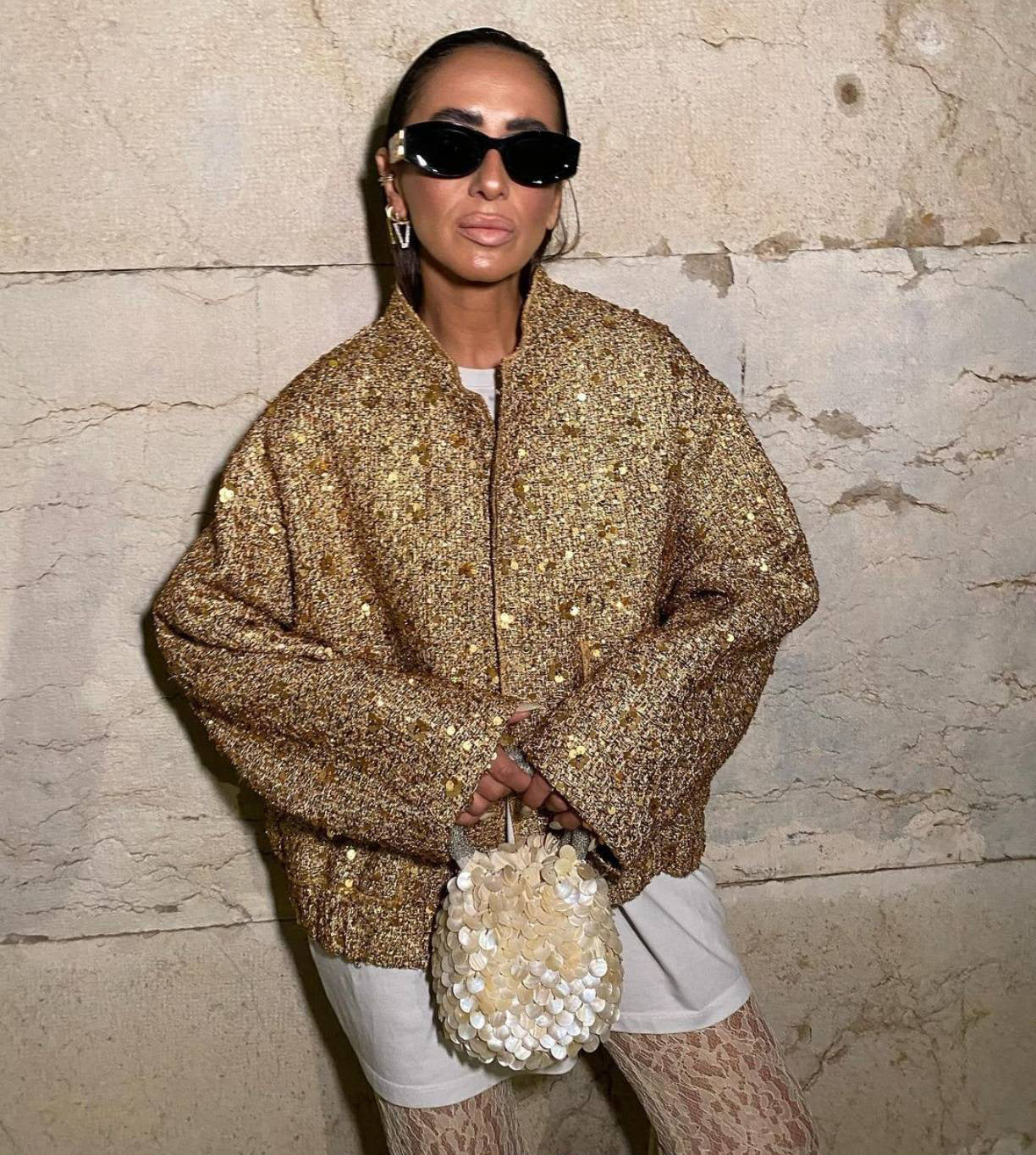 Autumn And Winter Women's Pocket Embroidered Sequined Jacket