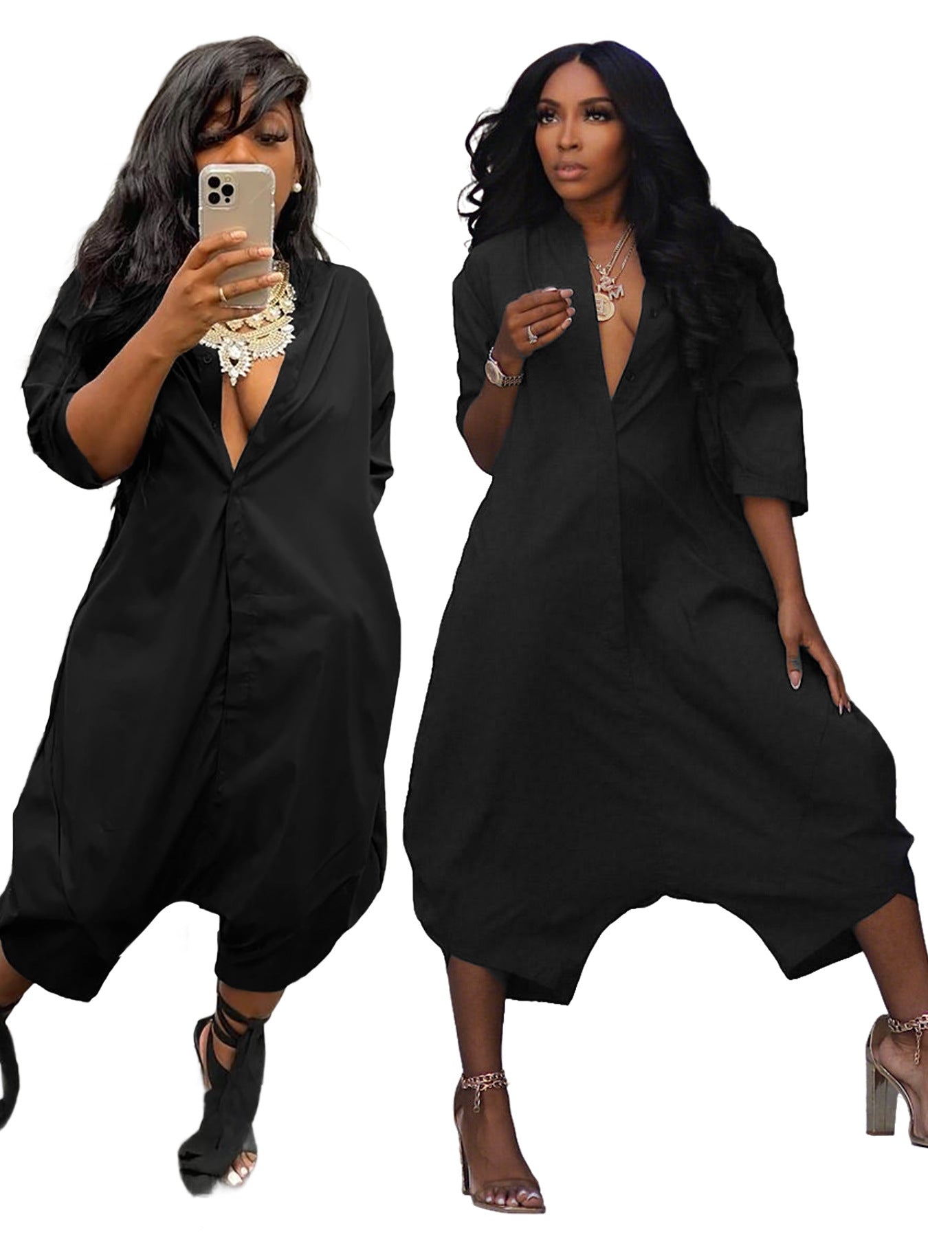 Women Solid Casual Wide-Leg Jumpsuit 3