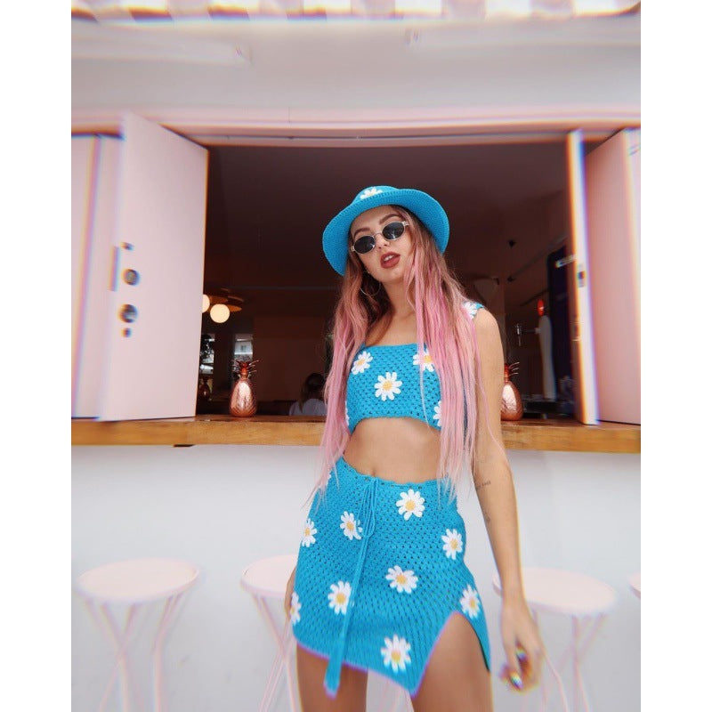 Summer Casual Crochet Knitting Skirt Set 26