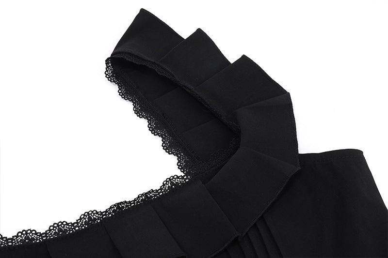 Women Summer French Square Neck Ruffle Edge Herringbone Corset Dress 12